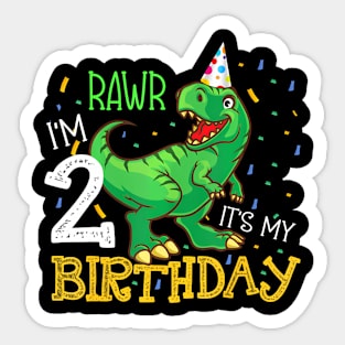 Dinosaur Birthday 2 Years Old Sticker